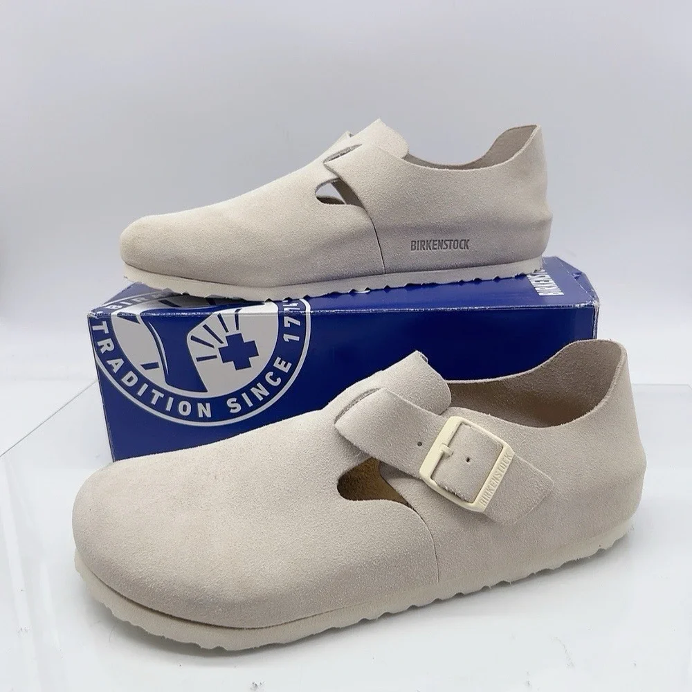 Birkenstock London Men's Casual Shoes Light Gray Suede Buckle EU 43 US 10